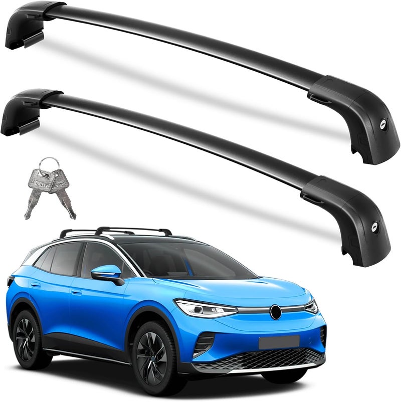 wonderdriver Roof Rack Cross Bars 220lbs Compatible with Volkswagen VW ID4 ID.4 2021-2026, Lockable Heavy Duty Aluminum Roof Rails Crossbars Cargo Canoe Black Rooftop Cargo Carrier. - Image 1